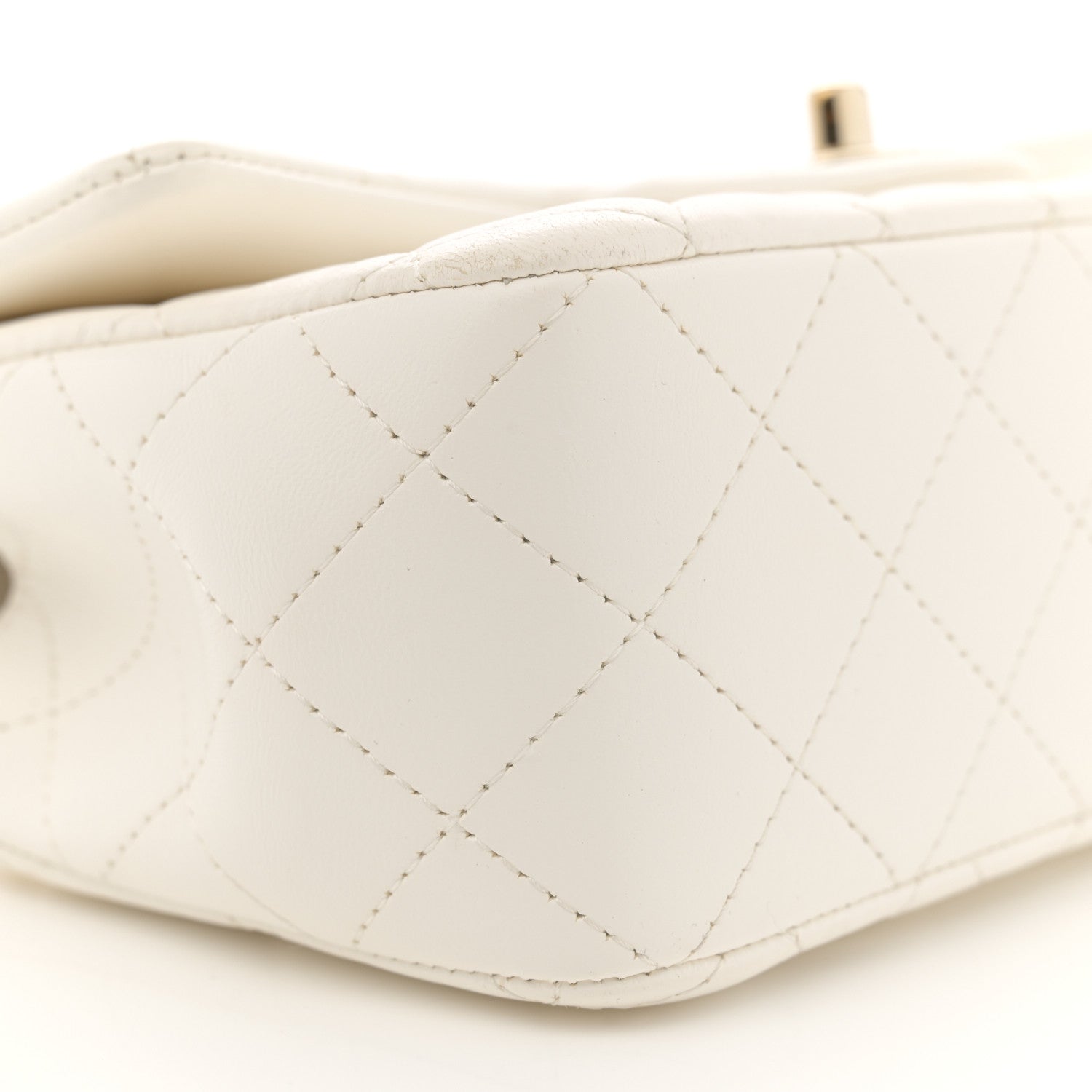 Chanel Lambskin Quilted Mini Lion Charm Top Handle Rectangular Flap White 9 of 15
