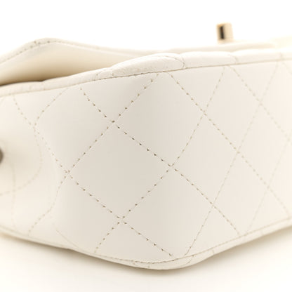 Chanel Lambskin Quilted Mini Lion Charm Top Handle Rectangular Flap White 9 of 15
