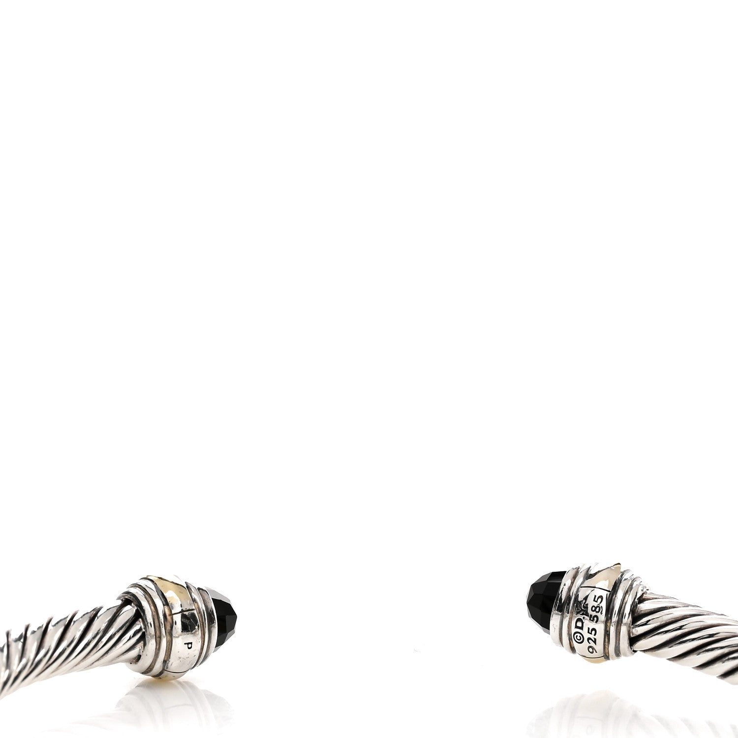 David Yurman Sterling Silver 14K Yellow Gold Black Onyx 5mm Cable Classics Bracelet 3 of 3