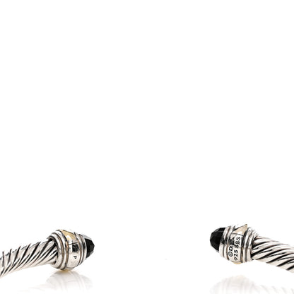 David Yurman Sterling Silver 14K Yellow Gold Black Onyx 5mm Cable Classics Bracelet 3 of 3