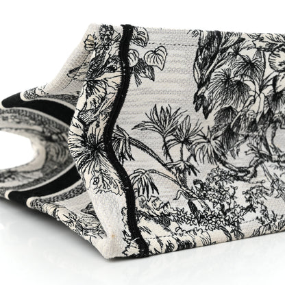 Christian Dior Canvas Embroidered Medium Toile de Jouy Voyage Book Tote White Black 9 of 17