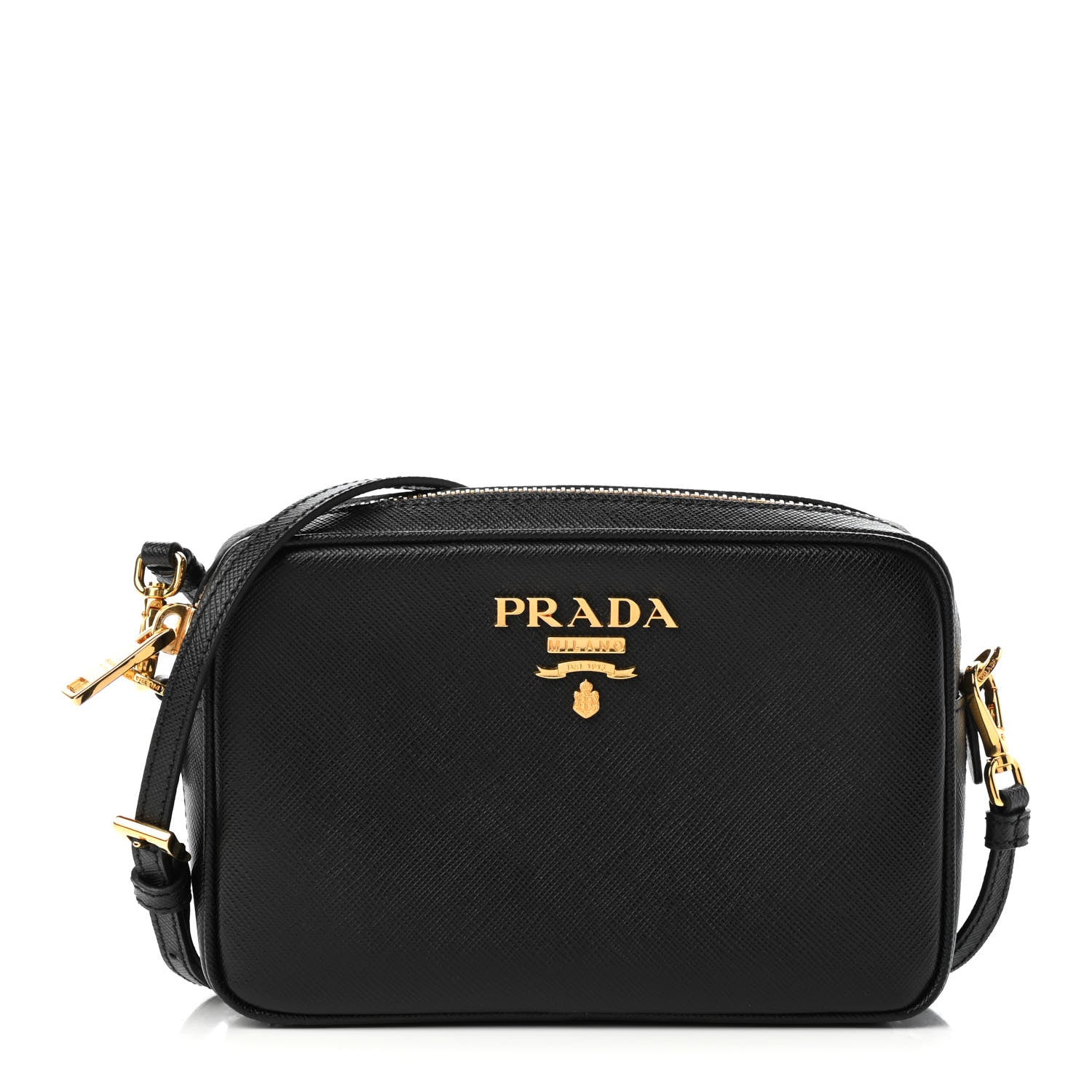 Prada Saffiano Lux Small Camera Crossbody Bag Black 1 of 9