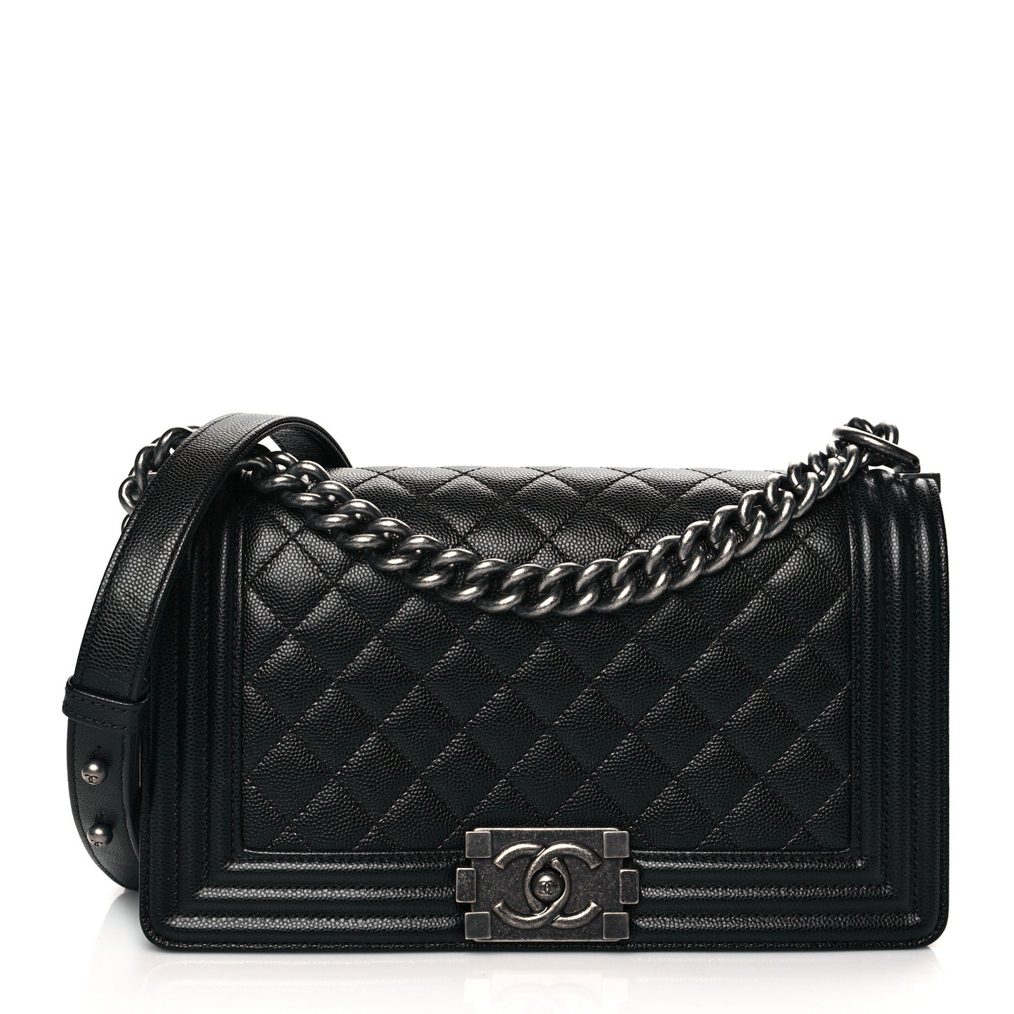 Caviar Quilted Medium Boy Flap Black
