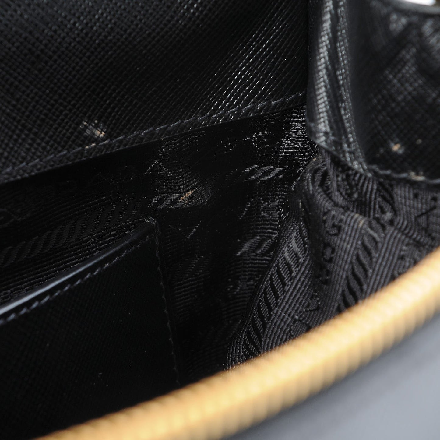 Saffiano Mini Galleria Double Zip Tote Black