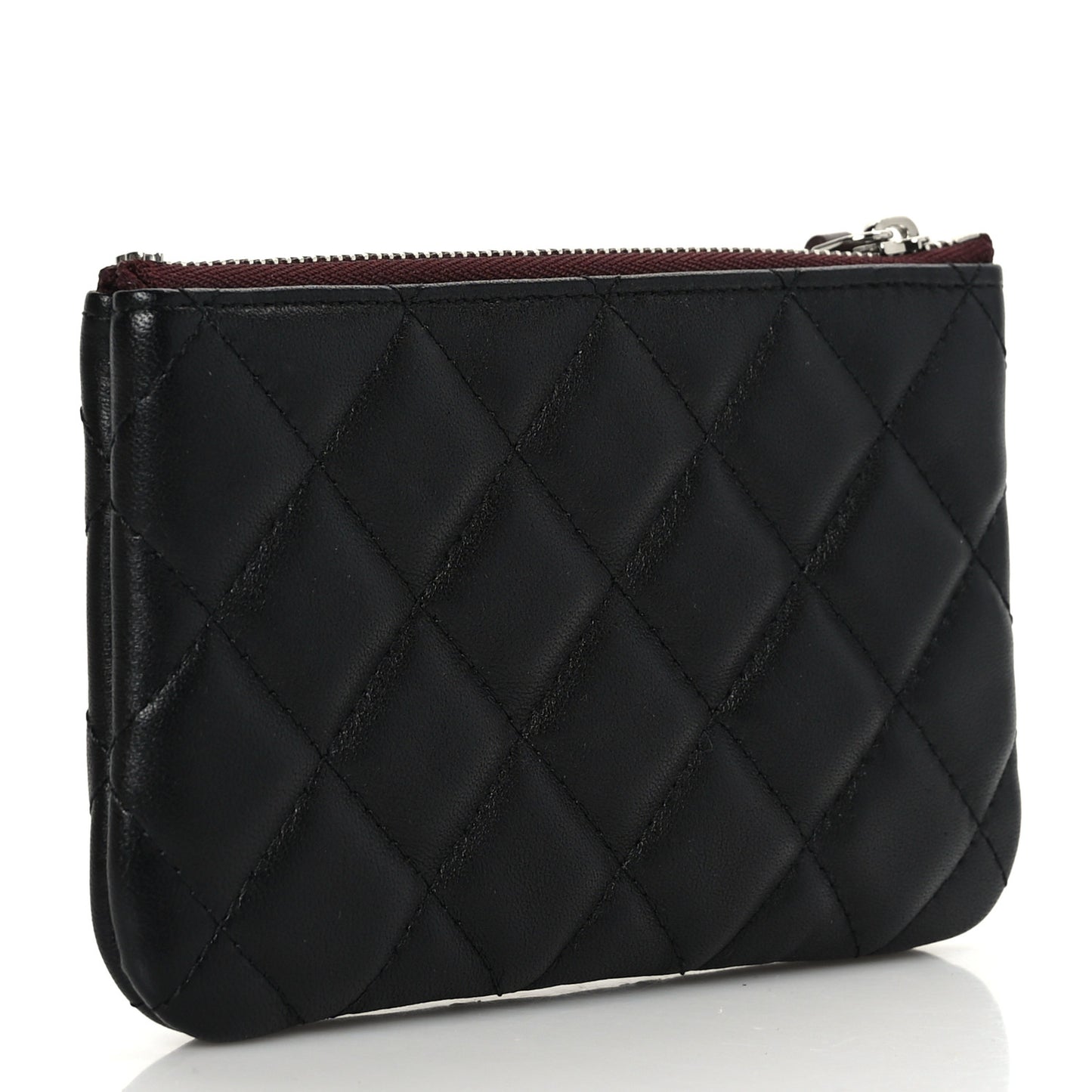 Lambskin Quilted Small Cosmetic Case Black
