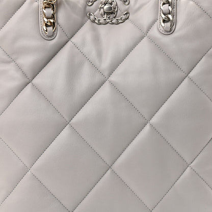 Chanel Lambskin Quilted Chanel 19 Shopping Bag Grey 7 of 9