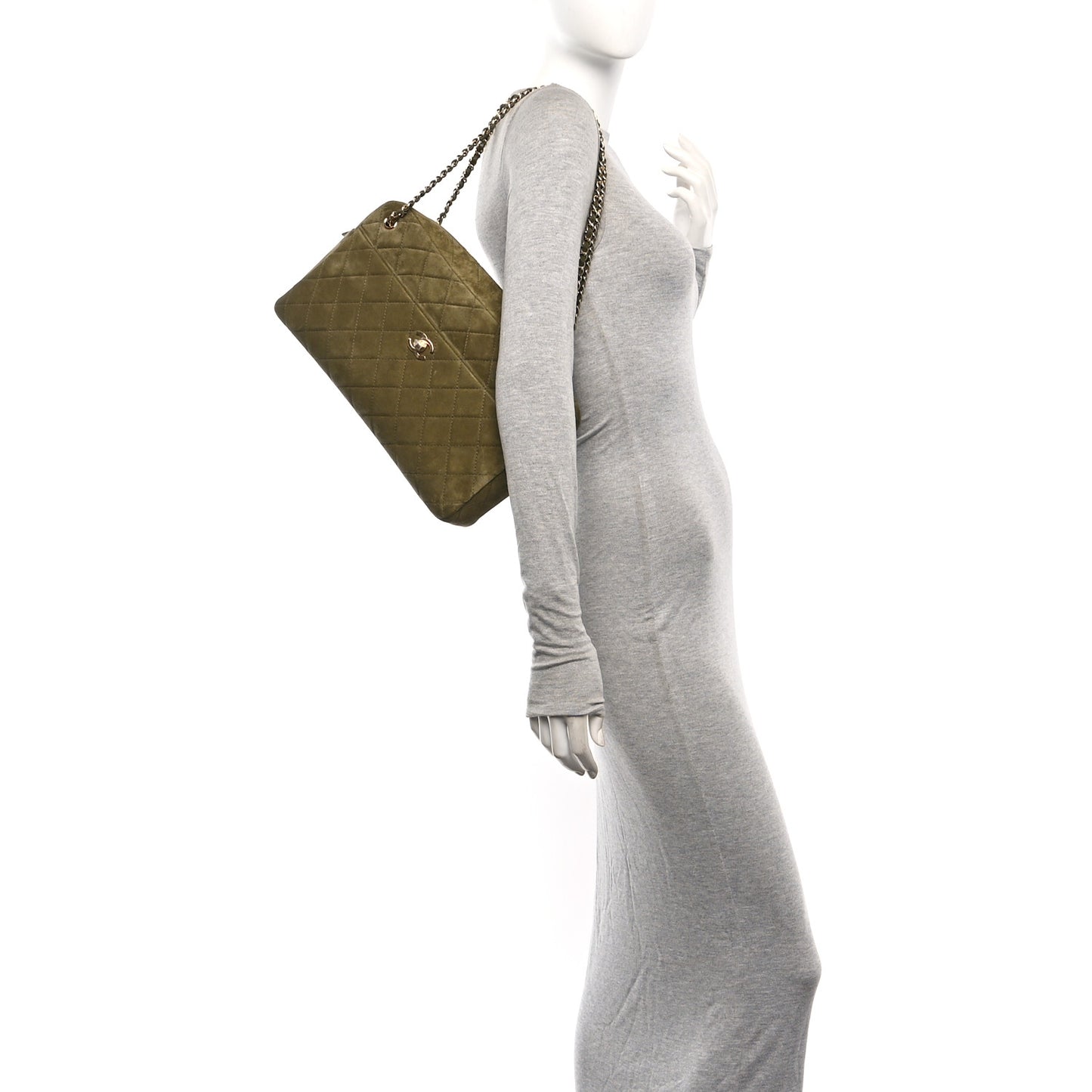 Suede Calfskin Quilted Camerissimo Camera Case Dark Khaki