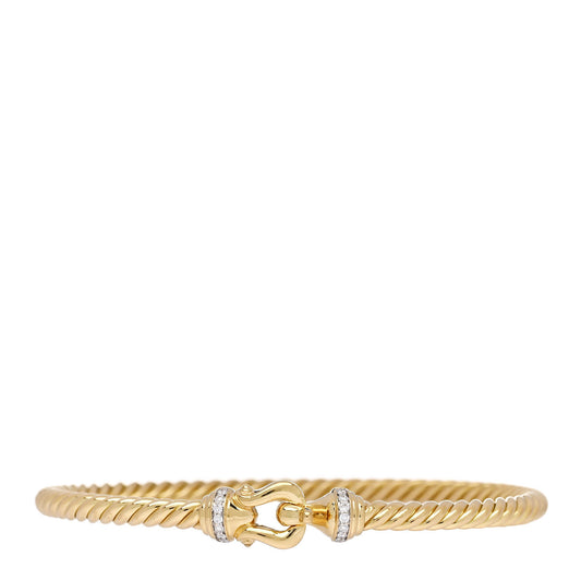 18K Yellow Gold Diamond 3.5mm Buckle Cablespira Bracelet