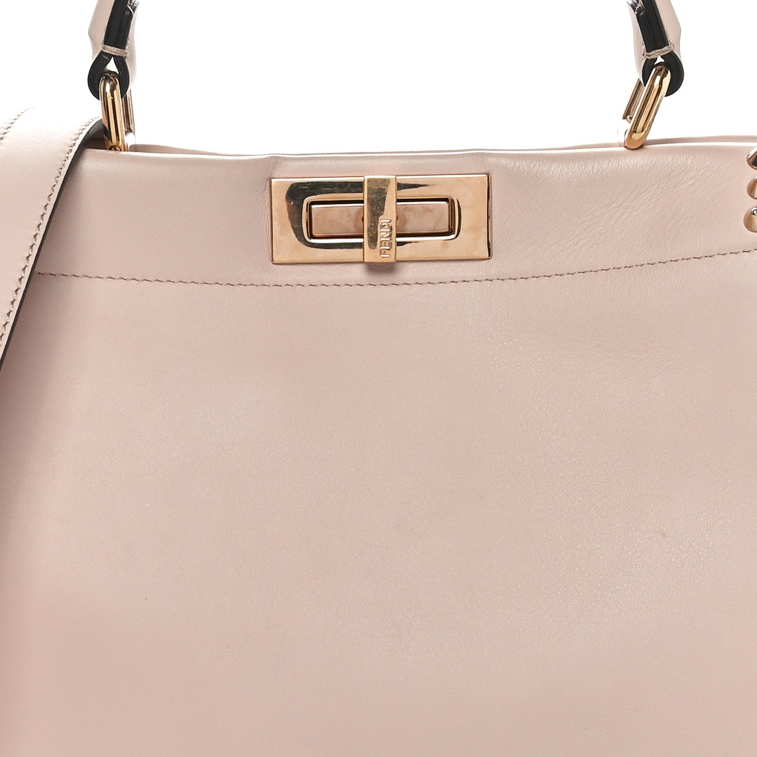 Fendi Vitello Seta Shiny Nappa Scalloped Studded Medium Peekaboo Iconic Satchel Soap 8 of 10
