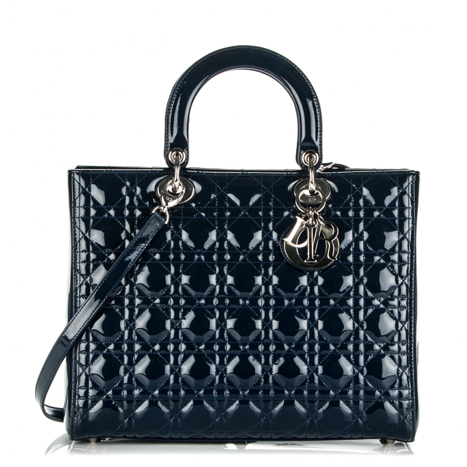 Christian Dior Patent Cannage Large Lady Dior Navy Blue 1 of 7