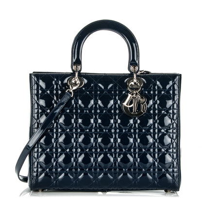 Christian Dior Patent Cannage Large Lady Dior Navy Blue 1 of 7