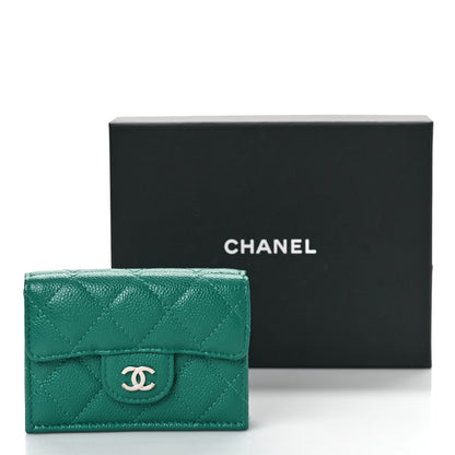 Chanel Caviar Quilted Double Flap Wallet Green 11 of 11