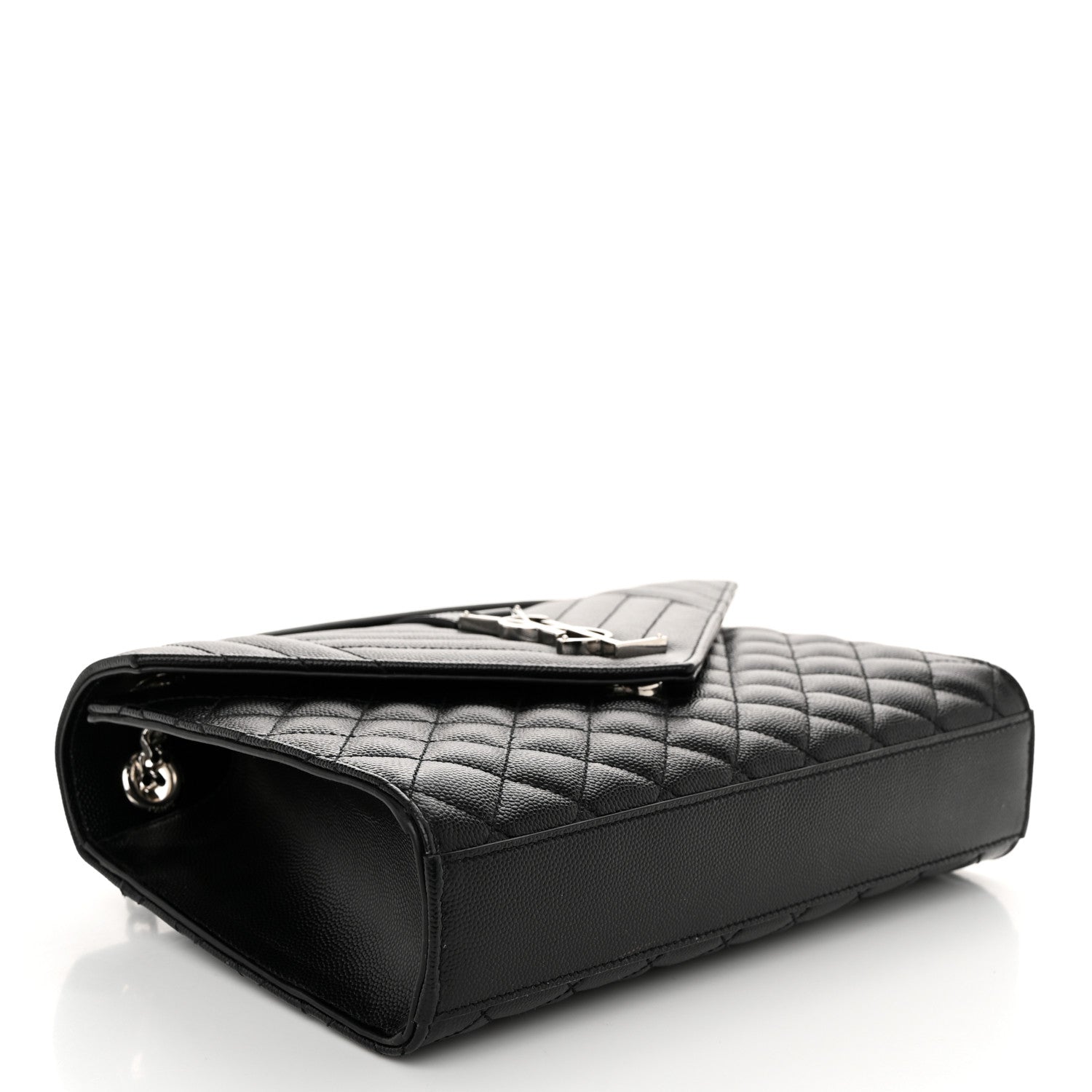 Saint Laurent Grain De Poudre Textured Mixed Matelasse Triquilt Medium Monogram Satchel Black 4 of 10