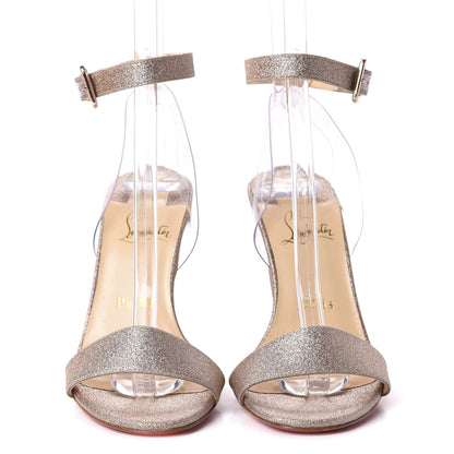 Christian Louboutin PVC Glitter Levitallo 100 Sandals 37.5 Nude 2 of 11