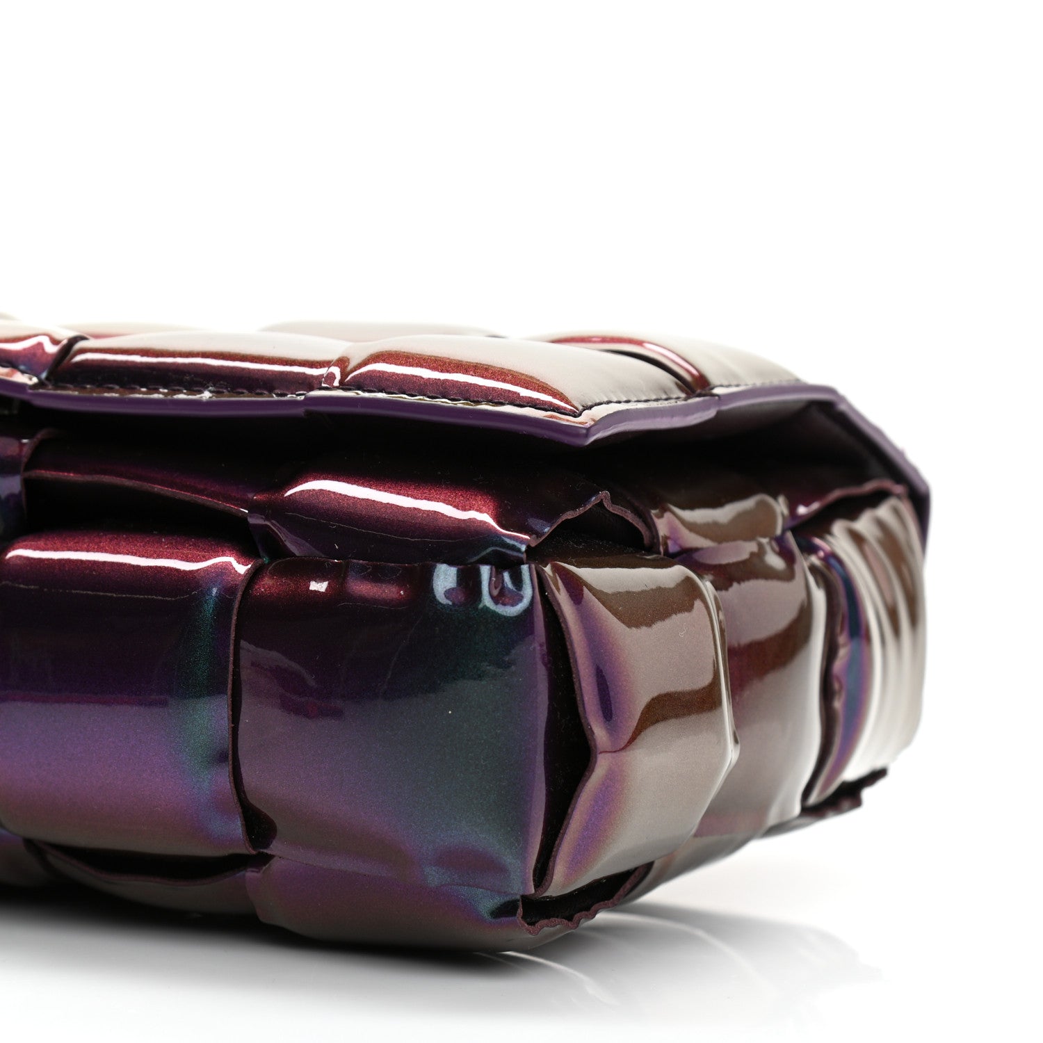 Bottega Veneta Glossy Nail Polish Nappa Maxi Intreccio Padded Cassette Crossbody Bag Holographic 9 of 10