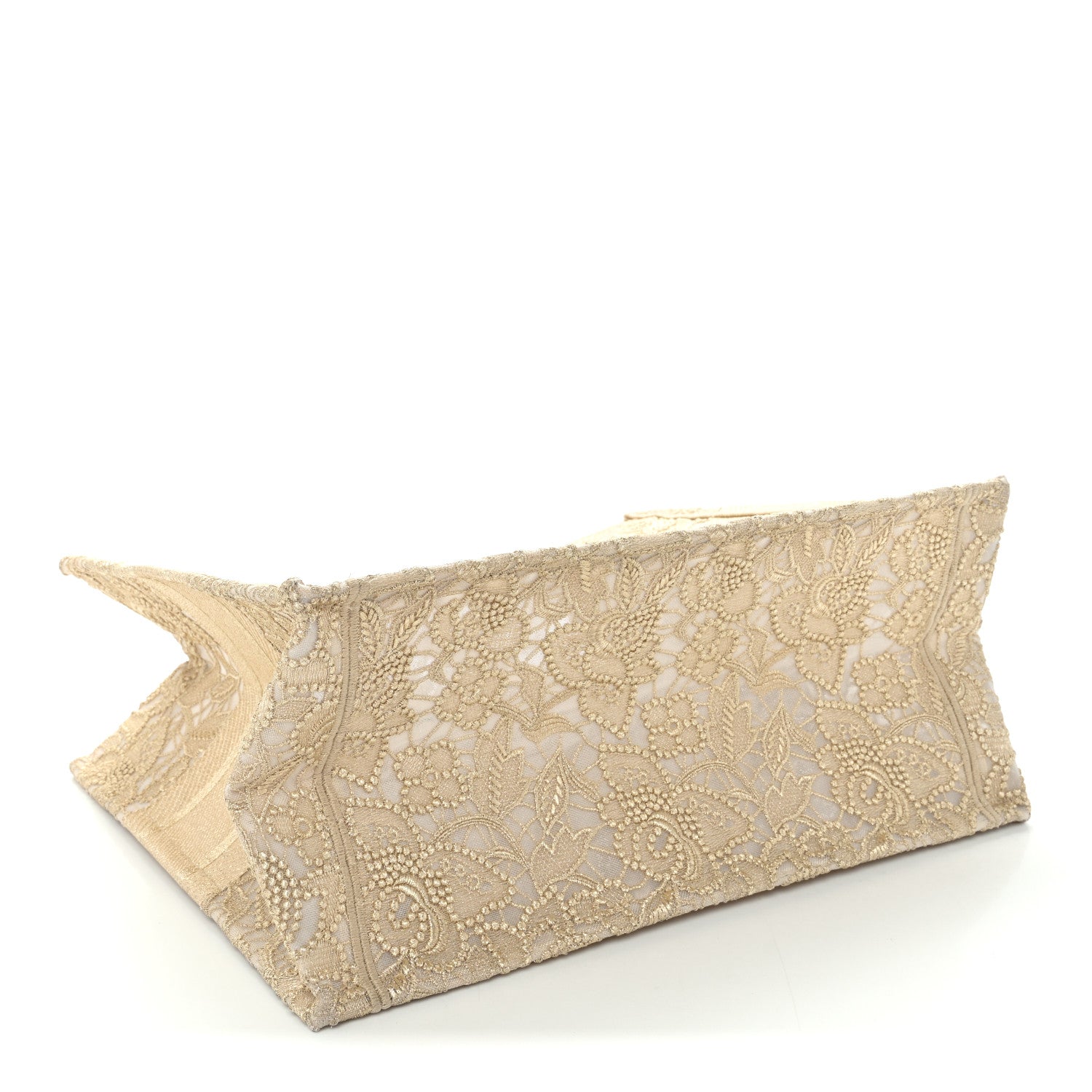 Christian Dior Transparent Metallic Embroidered Mesh Macrame Medium Book Tote Gold 4 of 11