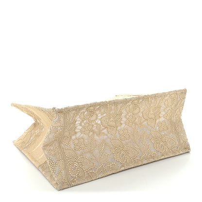 Christian Dior Transparent Metallic Embroidered Mesh Macrame Medium Book Tote Gold 4 of 11