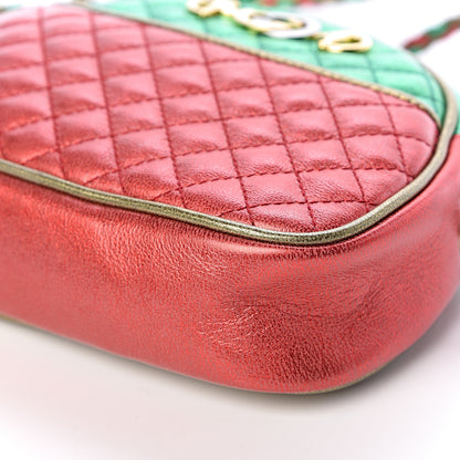 Gucci Laminated Nappa Trapuntata Mini Zumi Dome Shoulder Bag Rosso Jasmine Green Rame 9 of 11