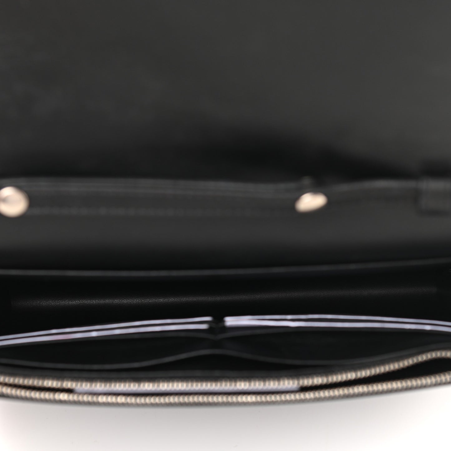 Smooth Lambskin Frame Evening Chain Clutch Black White