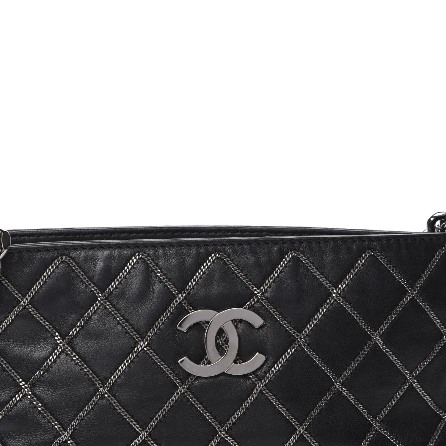 Chanel Calfskin Chain Stitch Clutch Black 10 of 10