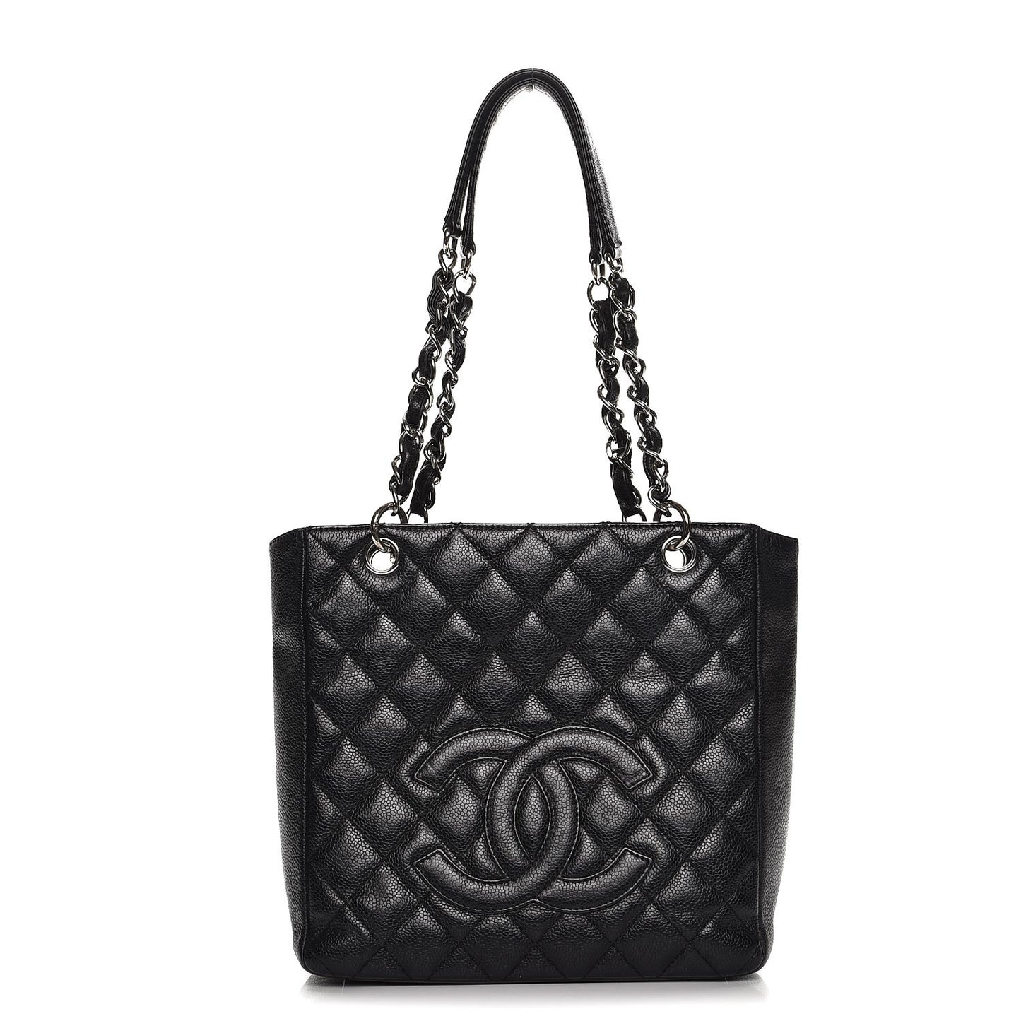 Caviar Quilted Petit Shopping Tote PST Black