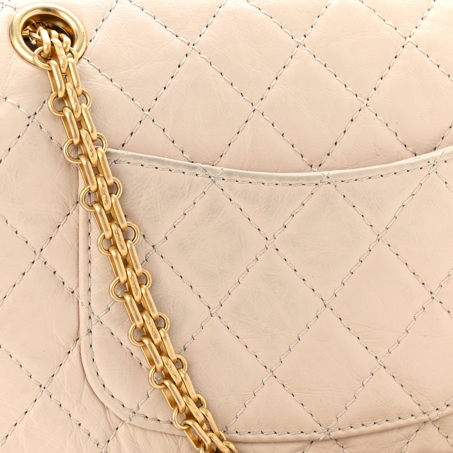 Aged Calfskin Quilted 2.55 Reissue Mini Flap Light Beige