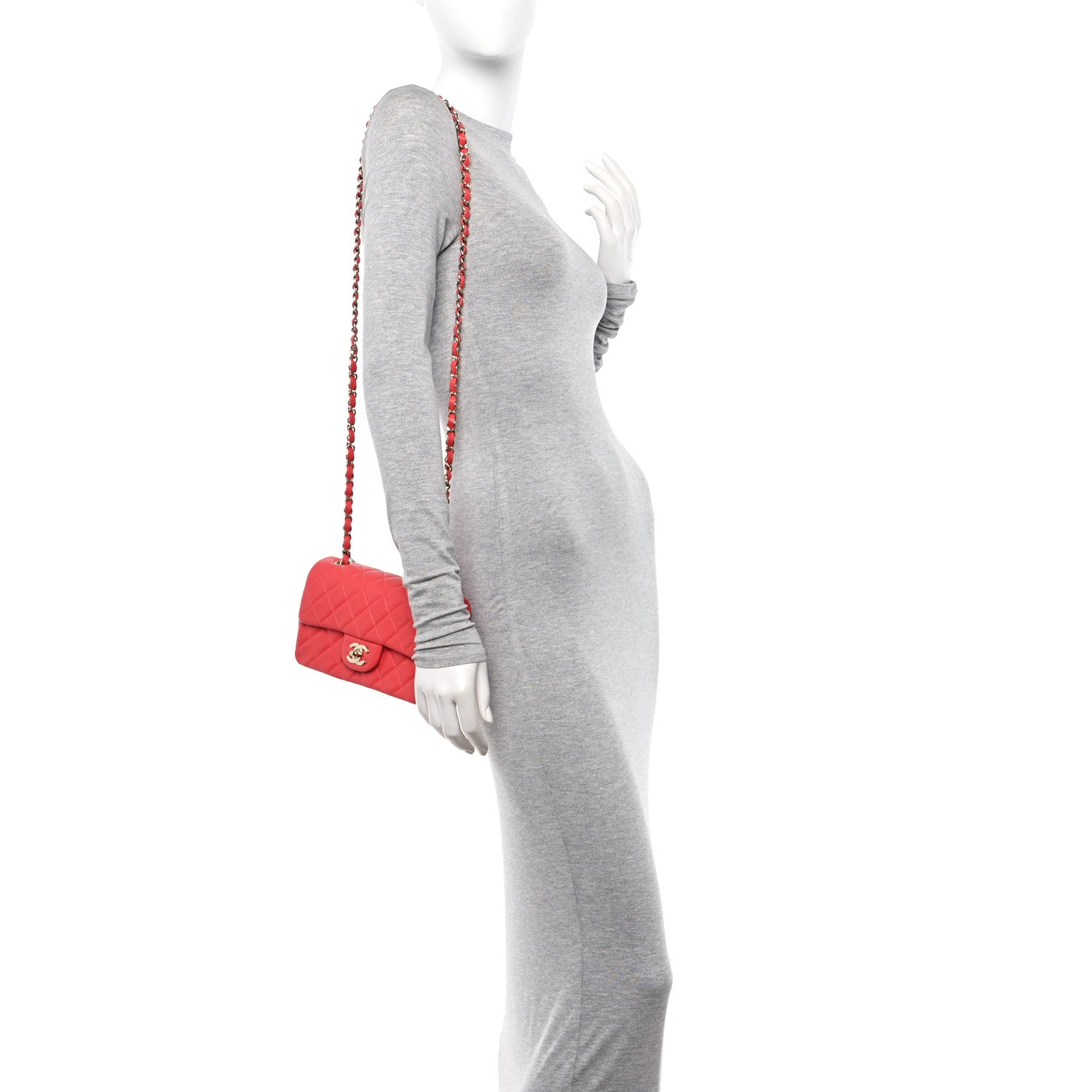 Chanel Lambskin Quilted Mini Rectangular Flap Red 2 of 11