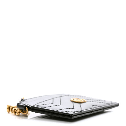 Gucci Calfskin Matelasse Chevron GG Marmont Key Case Card Holder Black 4 of 7