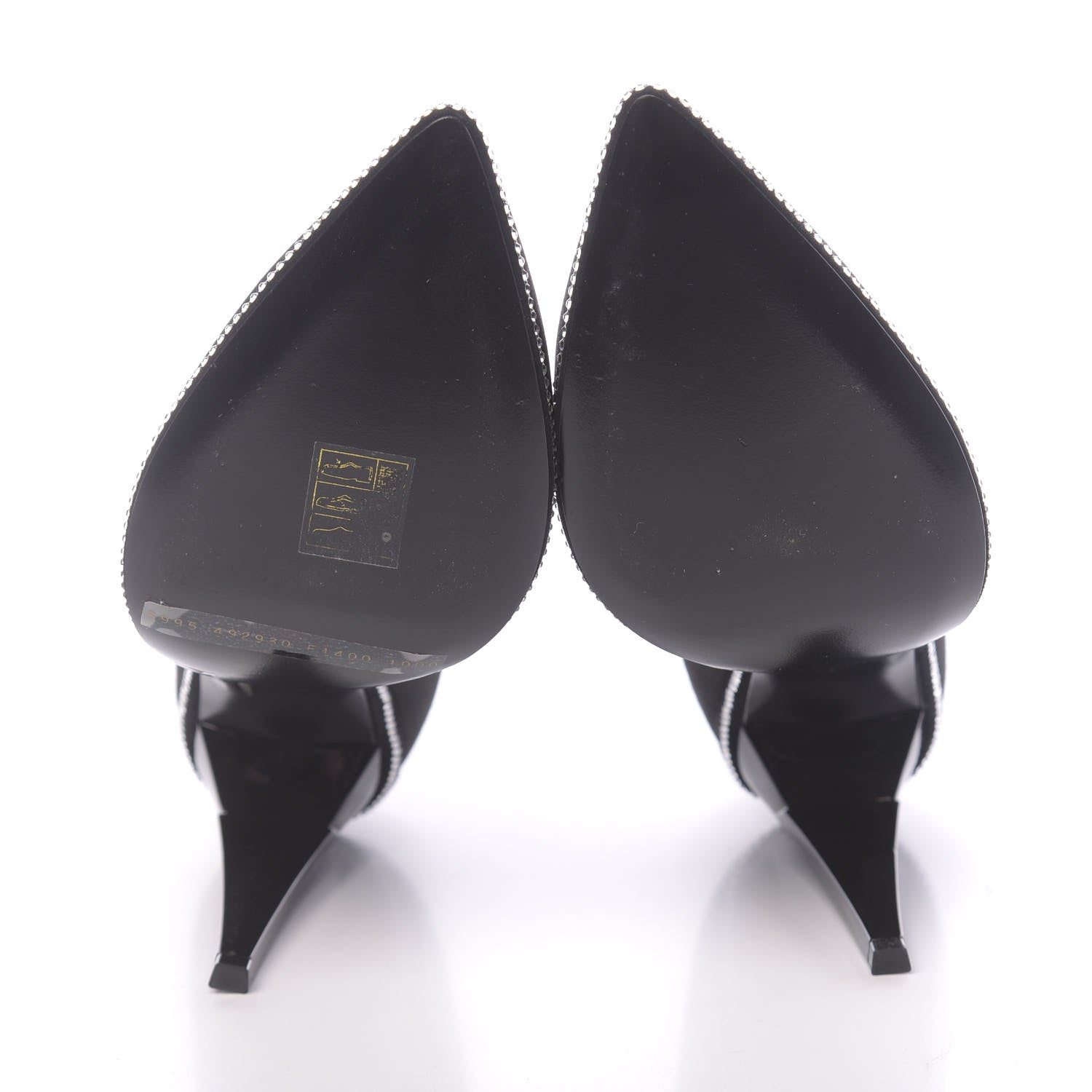 Saint Laurent Satin Crystal Embellished Freja 105 Pumps 37.5 Black 5 of 9