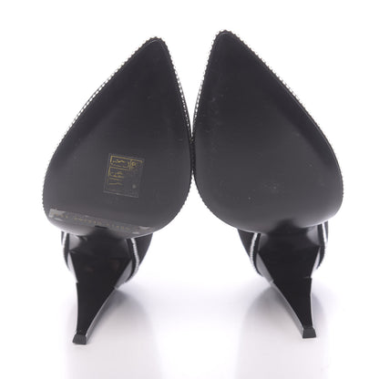 Saint Laurent Satin Crystal Embellished Freja 105 Pumps 37.5 Black 5 of 9