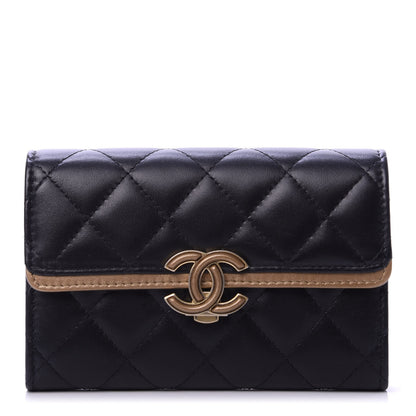 Chanel Lambskin Quilted Medium CC Chic Flap Wallet Black Gold 1 of 11