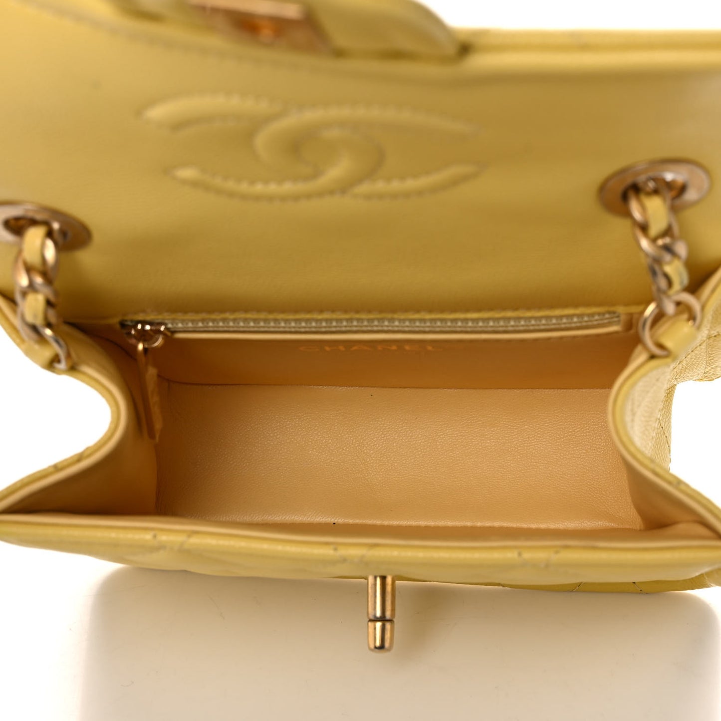 Caviar Quilted Mini Sweet Classic Flap Yellow