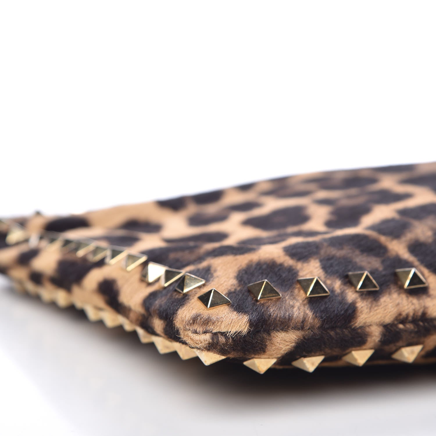 Valentino Garavani Calf Hair Leopard Print Rockstud Zip Wristlet Pouch Leopard 9 of 13
