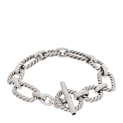 David Yurman Sterling Silver Blue Sapphire 12.5mm Cushion Link Bracelet 2 of 3