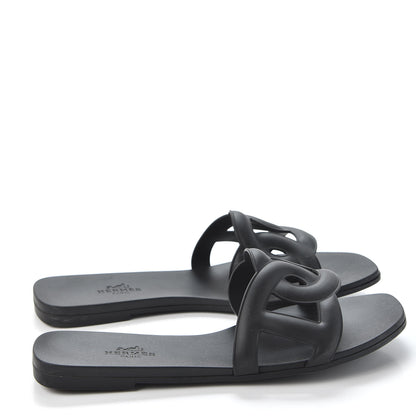 Hermes Rubber Aloha Sandals 36 Black 4 of 10