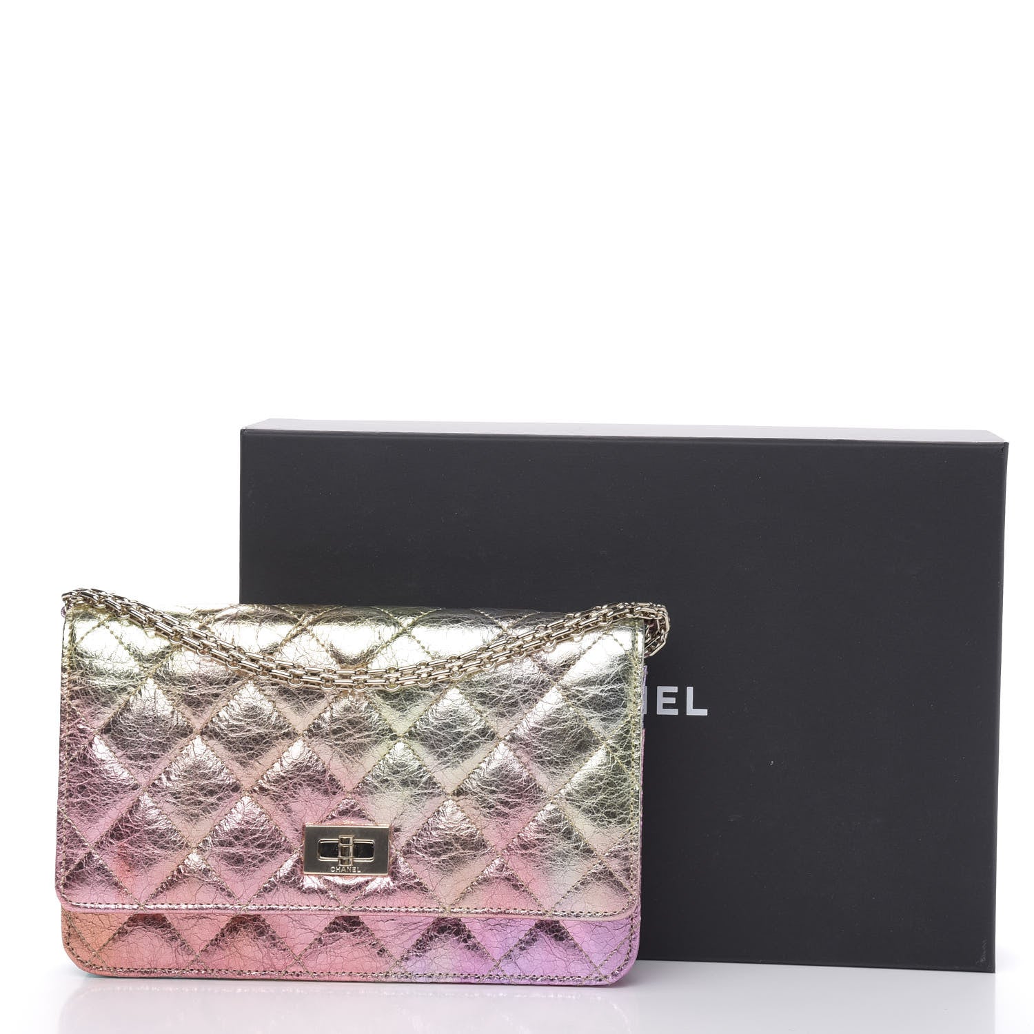 Chanel Metallic Goatskin Quilted 2.55 Reissue Wallet on Chain WOC Multicolor 8 of 8