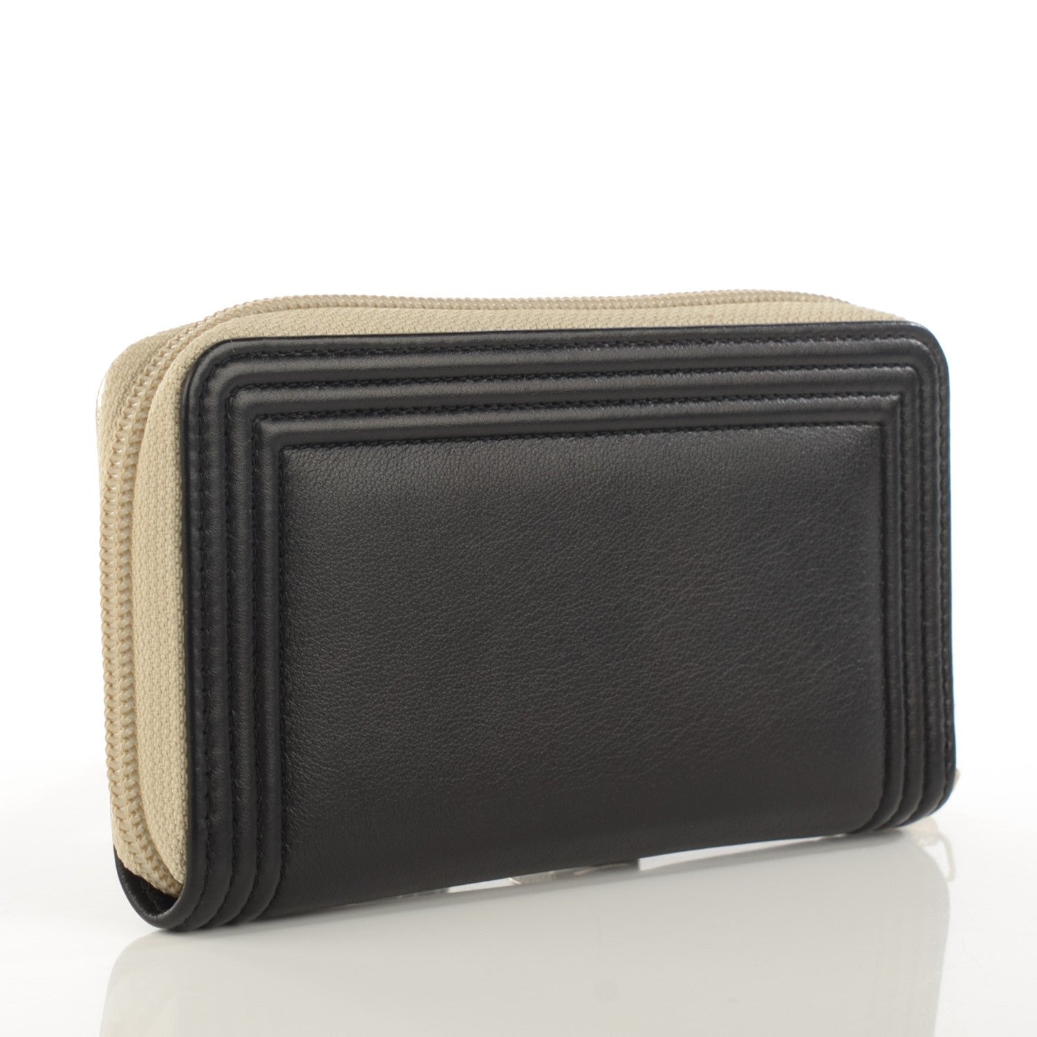 Chanel Lambskin Boy Zip Around Wallet Black Gold 3 of 8