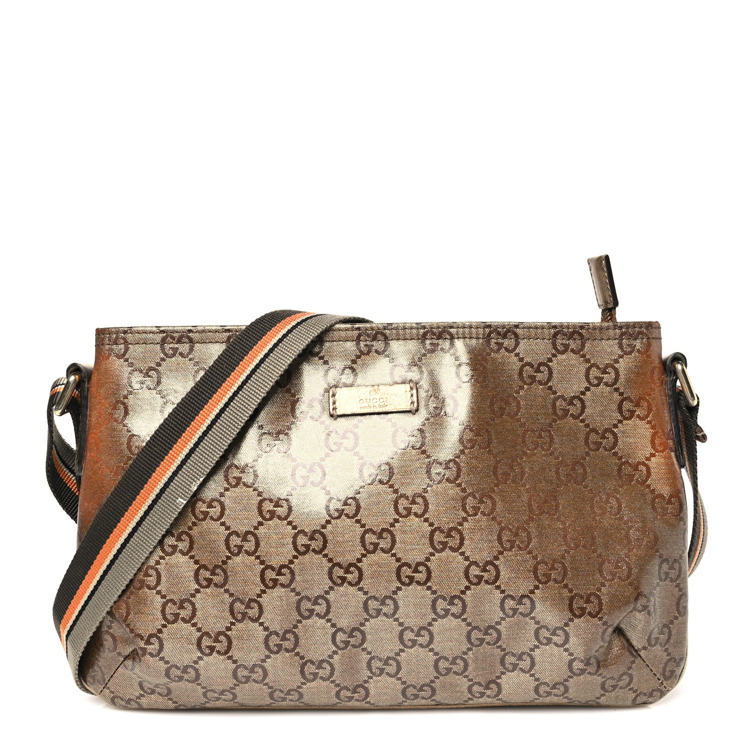 Gucci Crystal Monogram Web Small Flat Messenger Crossbody Bronze 1 of 13