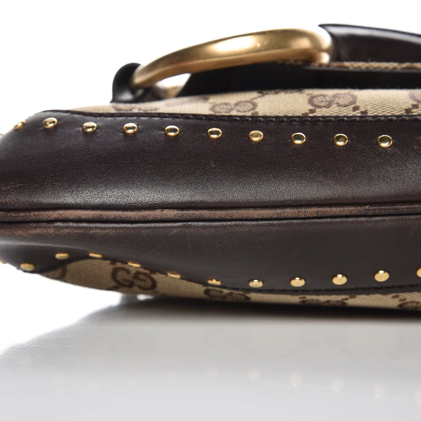 Monogram Studded Large Horsebit Clutch Dark Brown