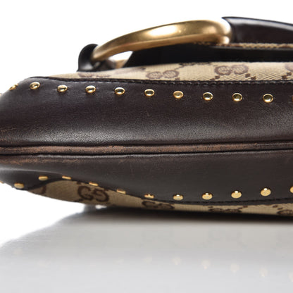 Gucci Monogram Studded Large Horsebit Clutch Dark Brown 10 of 15