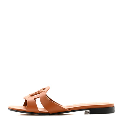 Louis Vuitton Calfskin LV Isola Flat Sandals 37 Tan 1 of 10