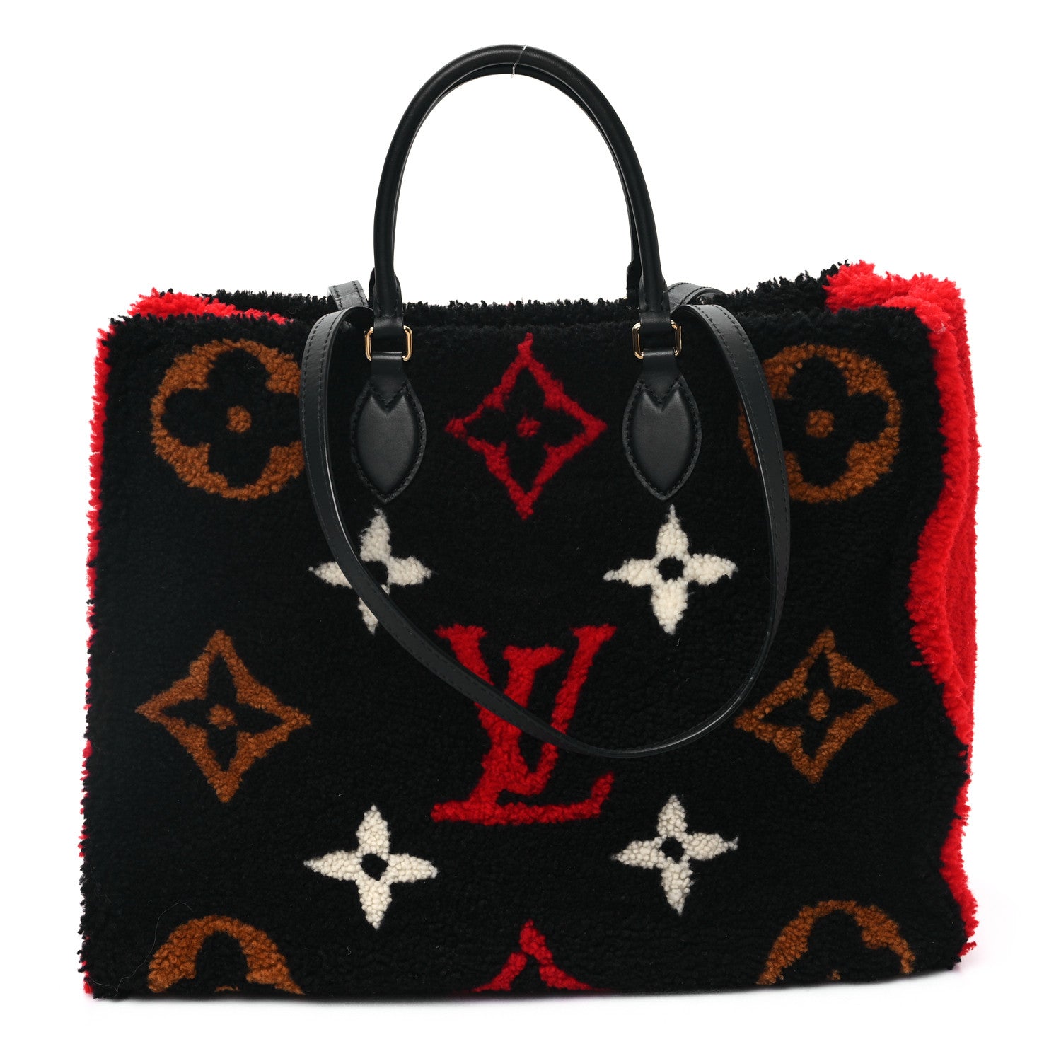 Louis Vuitton Shearling Monogram Giant Teddy Onthego GM Black Red 1 of 10
