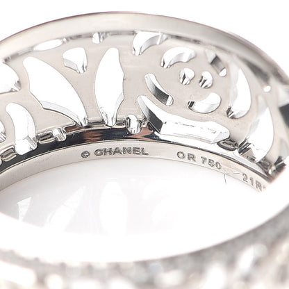 Chanel 18K White Gold Diamond Camellia Ajoure Band Ring 53 6.25 4 of 5