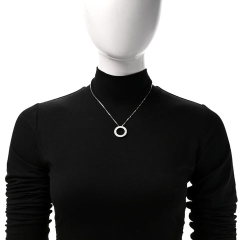 18K White Gold Diamond LOVE Paved Necklace