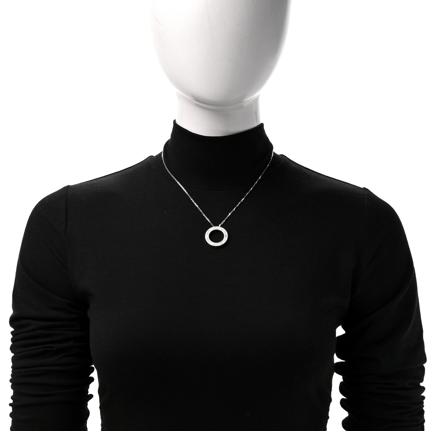 18K White Gold Diamond LOVE Paved Necklace