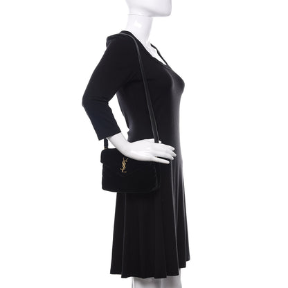 Saint Laurent Velvet Y Quilted Monogram Toy Loulou Chain Satchel French Black 2 of 10