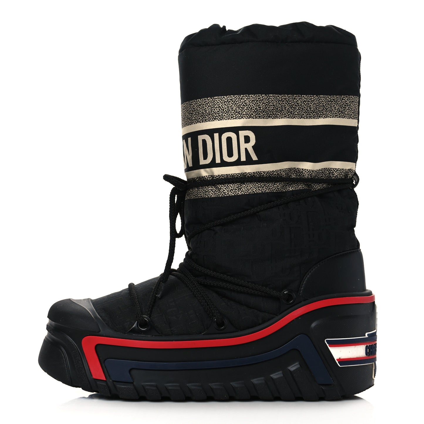 Oblique Shiny Nylon DiorAlps Snow Ankle Boot 39-40 Black