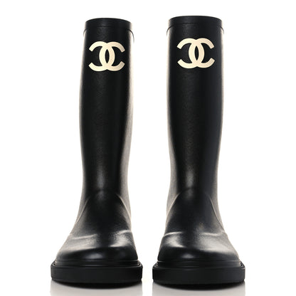 Chanel Caoutchouk CC High Boots 37 Black 2 of 8