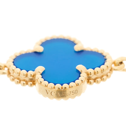 Van Cleef & Arpels 18K Yellow Gold Blue Agate 5 Motifs Vintage Alhambra Bracelet 8 of 9
