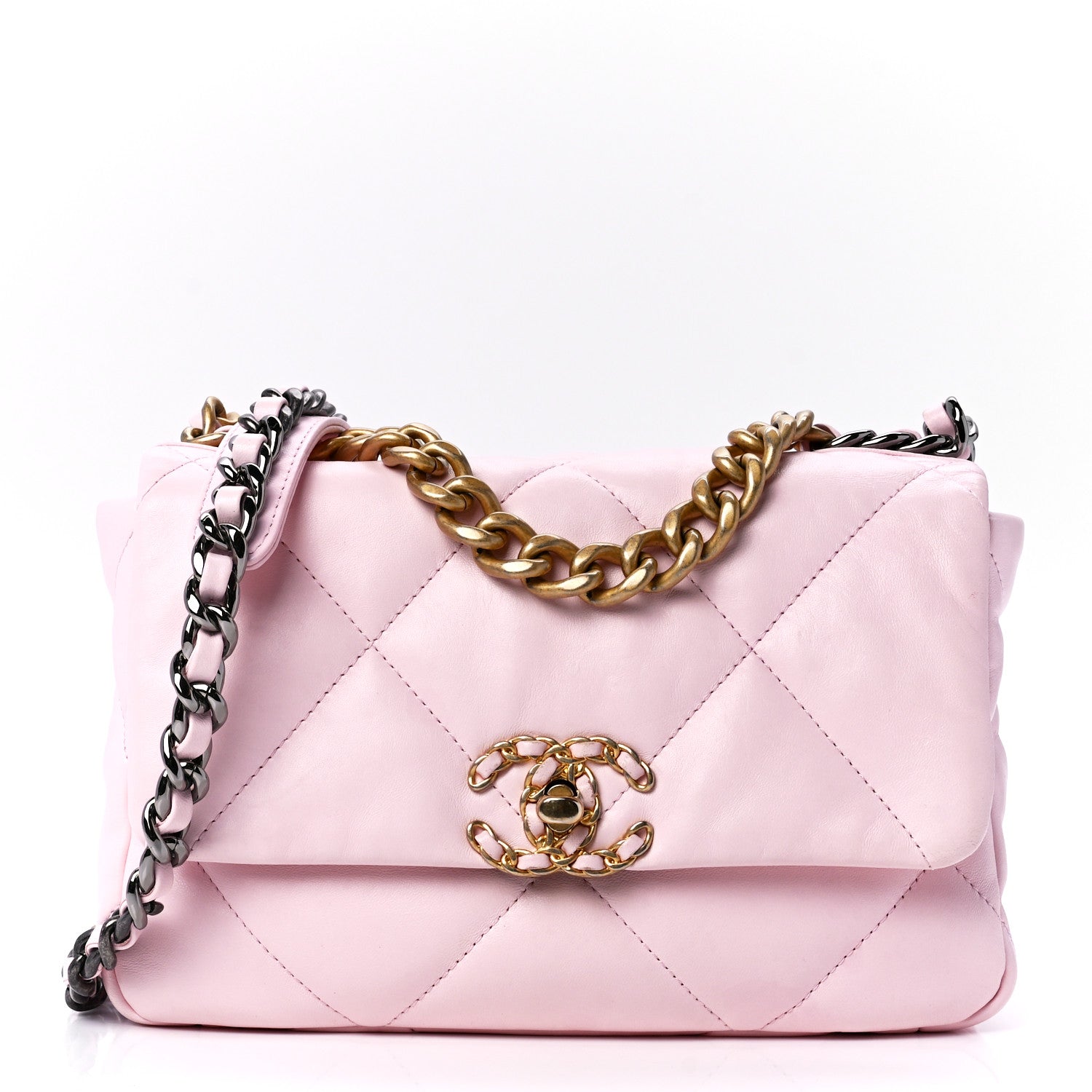 Chanel Lambskin Quilted Medium Chanel 19 Flap Light Pink 1 of 13